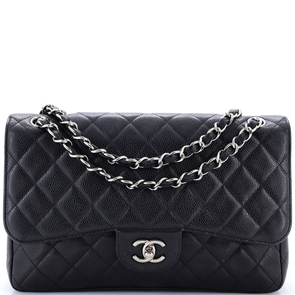 Chanel Jumbo Classic Double Flap Bag Quilted Caviar